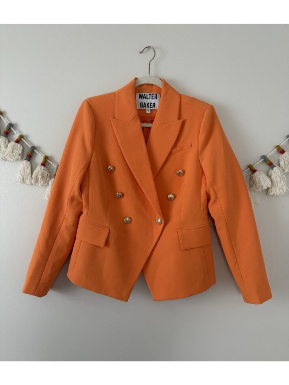Anthropologie Walter Blazer Phelps Double Breasted Notch Blazer Orange Retro M